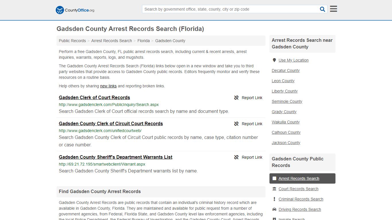 Arrest Records Search - Gadsden County, FL (Arrests & Mugshots)